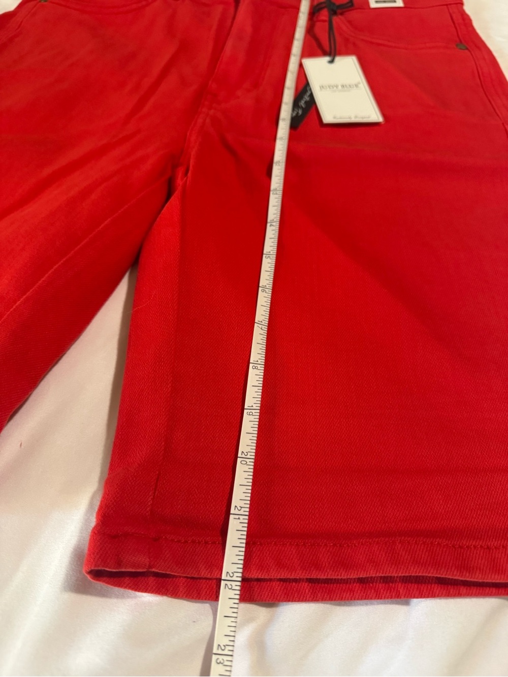 NWT Judy Blue Red High Waist Tummy Control Bermuda Denim Shorts Size XL - Picture 4 of 7